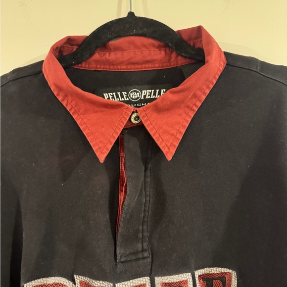Pelle Pelle Black and Burgundy Rugby Shirt - size XL - Picture 4 of 15
